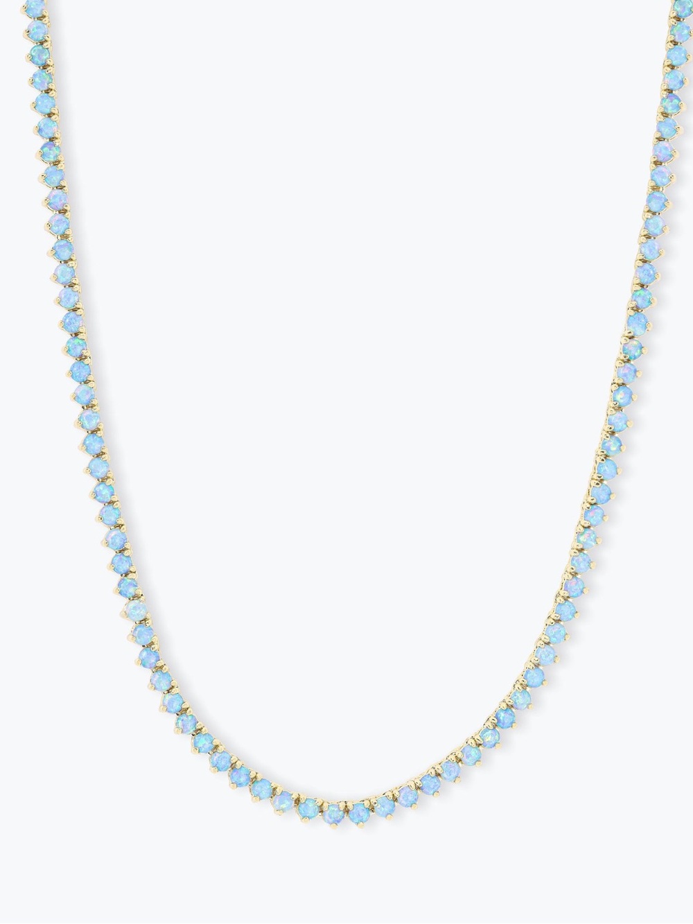 MELINDA MARIA | Not Your Basic Tennis Necklace 3mm - Gold & Blue Opal - Picture 8 of 12